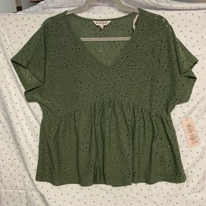 NWT Sage green Nanette Lepore top with eyelets